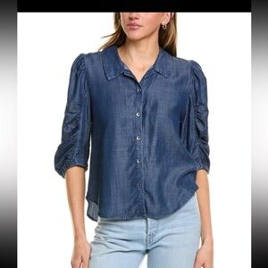 Splendid Puff Sleeve Denim Button Down Shirt 
size Small